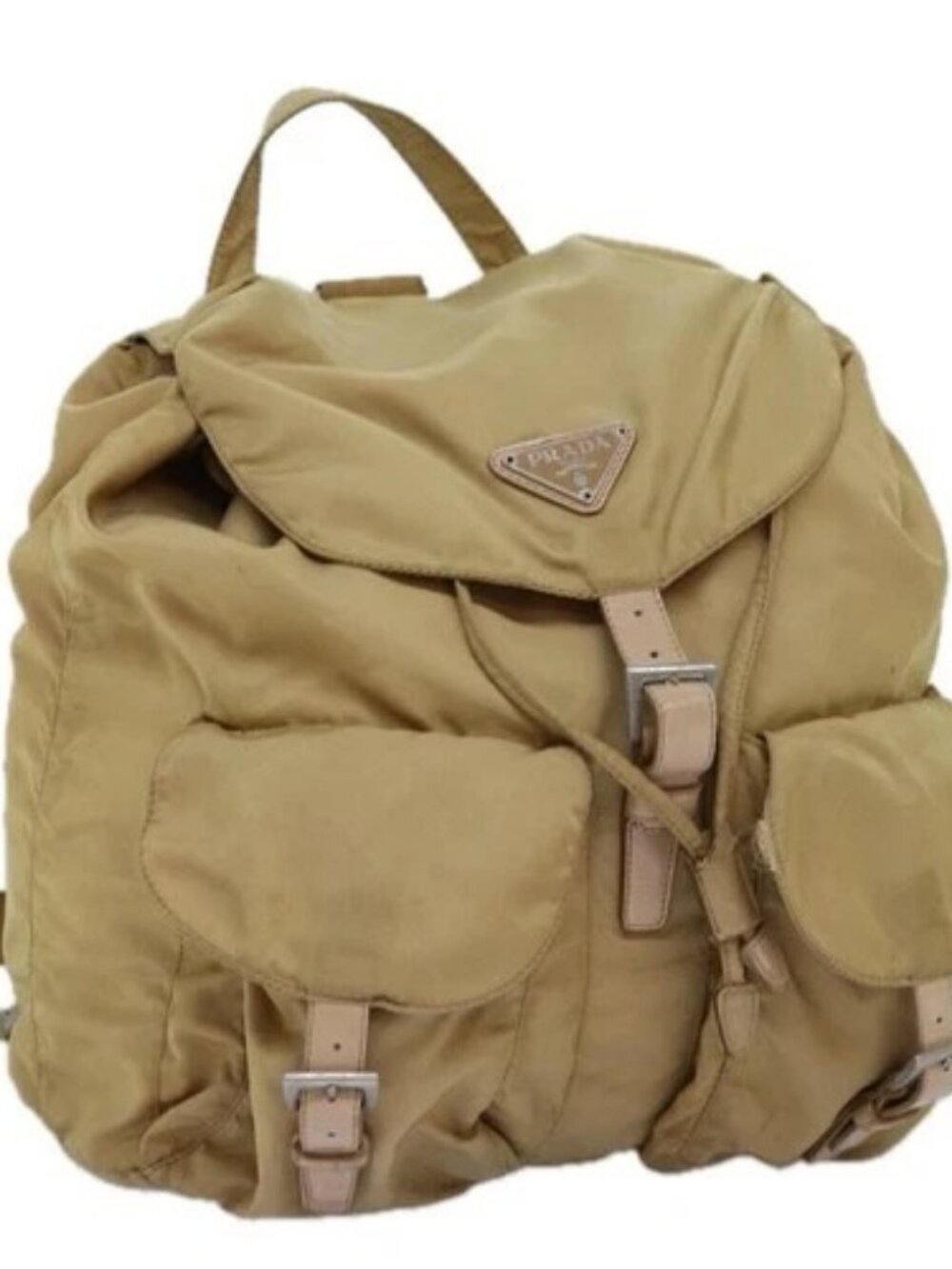 PRADA Backpack Nylon Beige Auth 73873